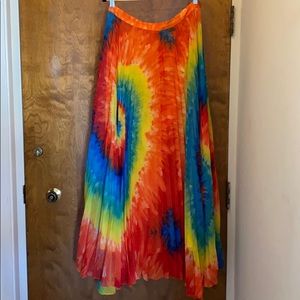 Alice and olivia tie dye rainbow pleated maxi